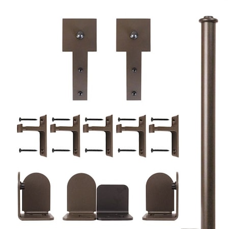 Quiet Glide Bronze 72" Cube Stick Sliding Door Hardware QG.1300.CS.07